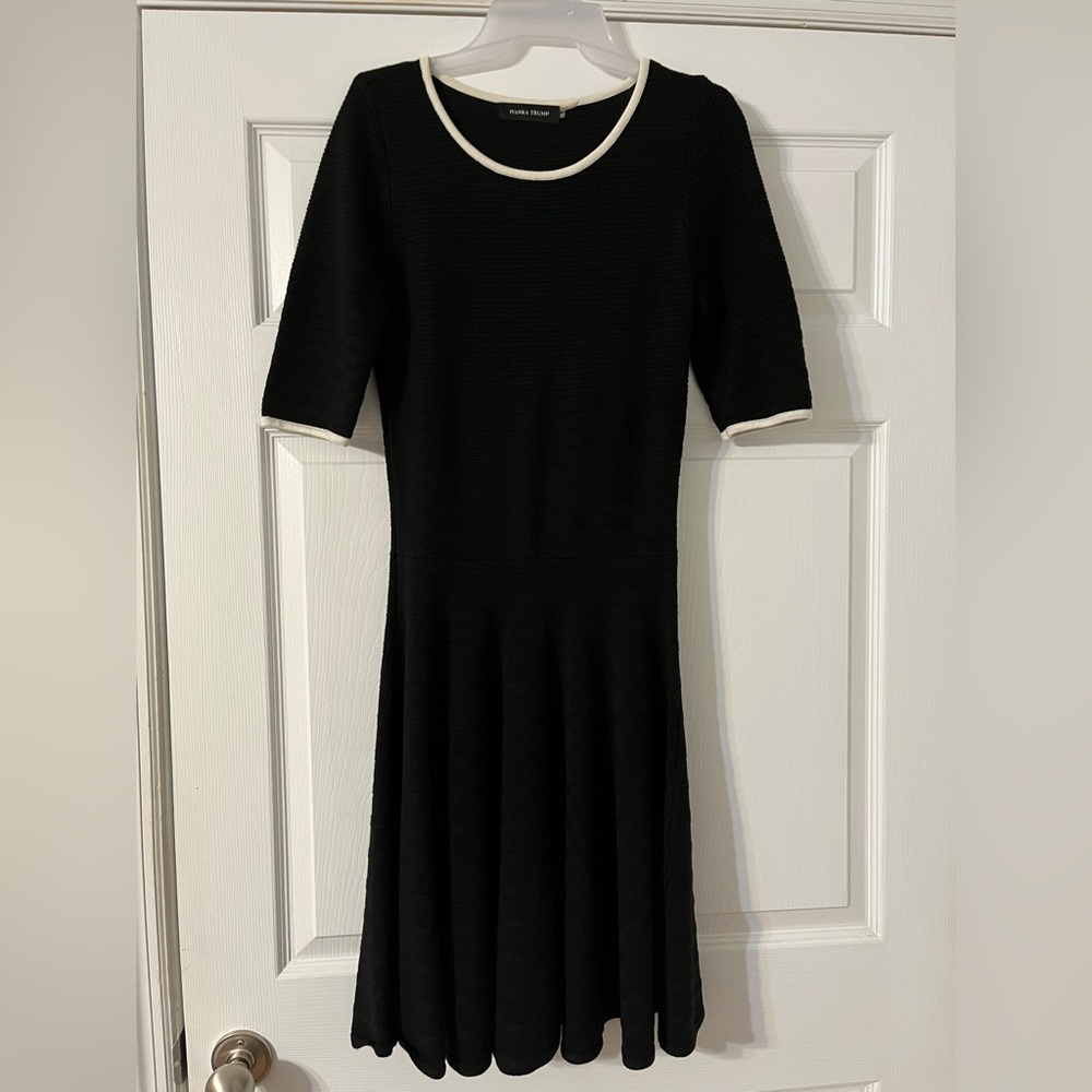 Ivanka Trump Black Cocktail Dress Modest Twirly Half Sleeve